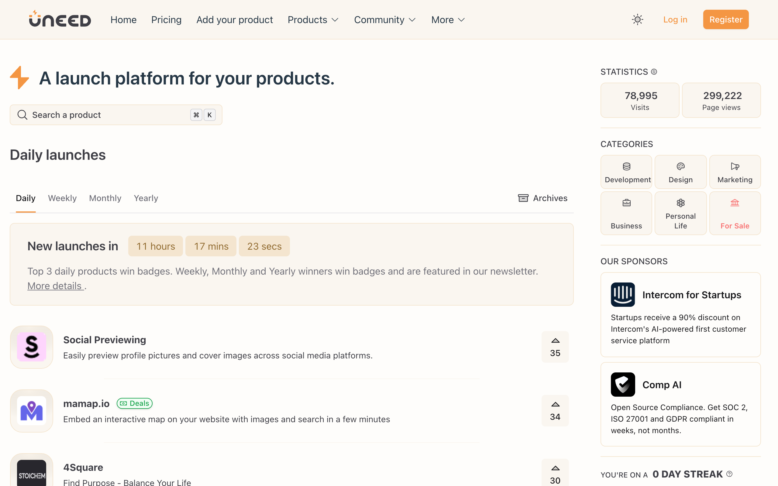 Screenshot of Uneed